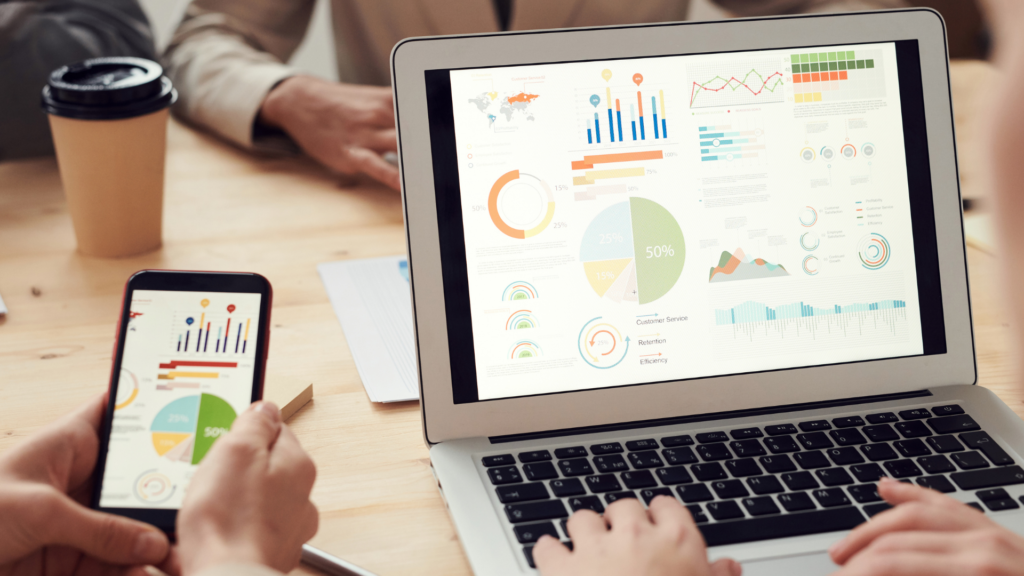 laptop and phone viewing analytics