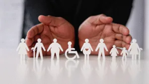 inclusive and diversity icons between hands